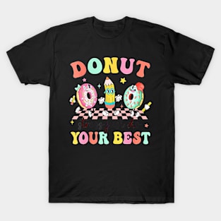 Groovy Donut Stress Best Test Day Teachers Kids T-Shirt